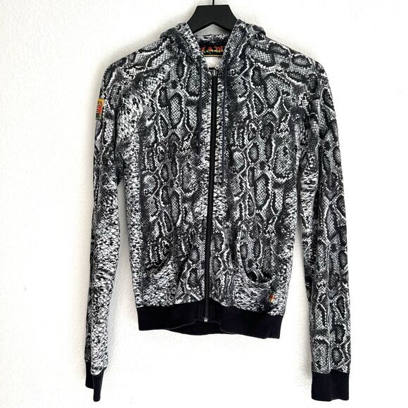 L.A.M.B. Gwen Stefani Vintage Y2K Snake Skin Zip Hoodie Size M Black - Picture 1 of 6